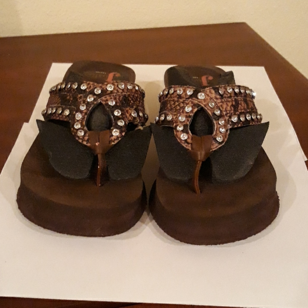 🤠🐍Justin Ladies Snake & Rhinestone Sandals Sz 7